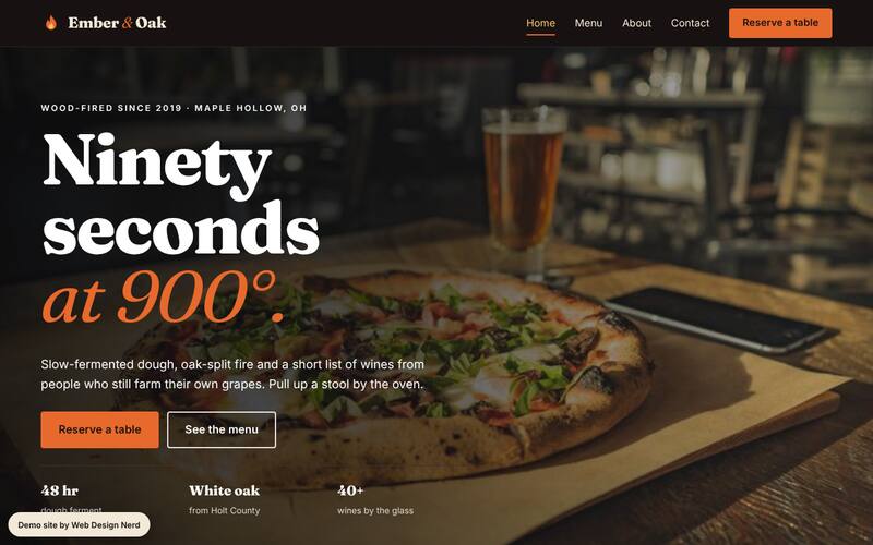 Restaurant website design