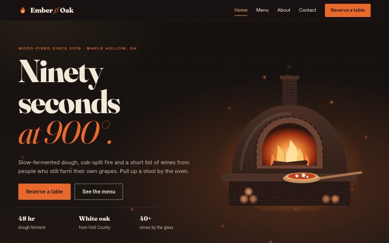 Restaurant website design