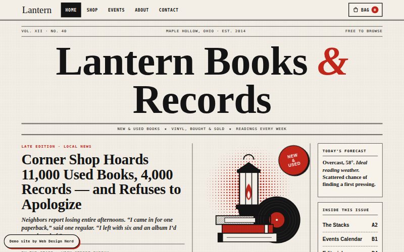 Retail shop website and online store