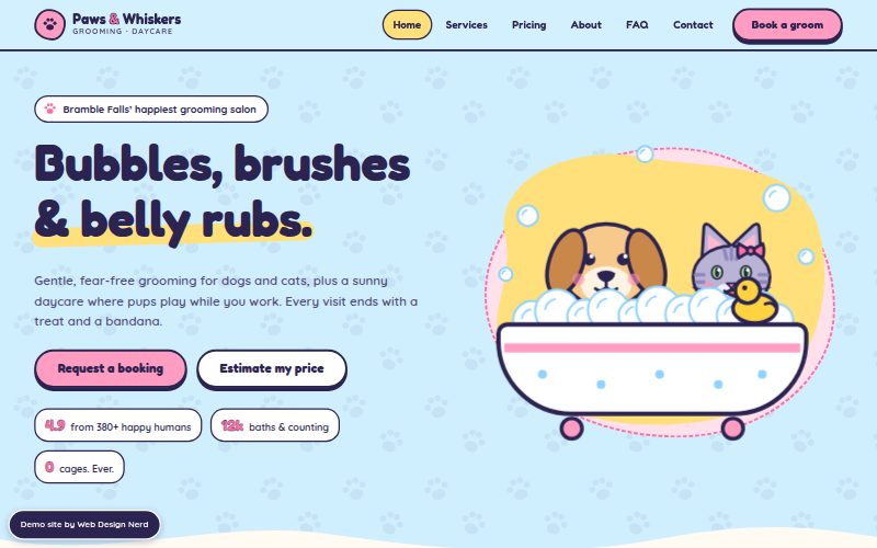 Pet grooming website design