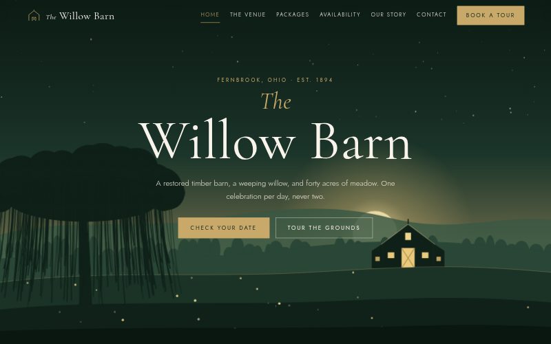 Wedding and event venue website design